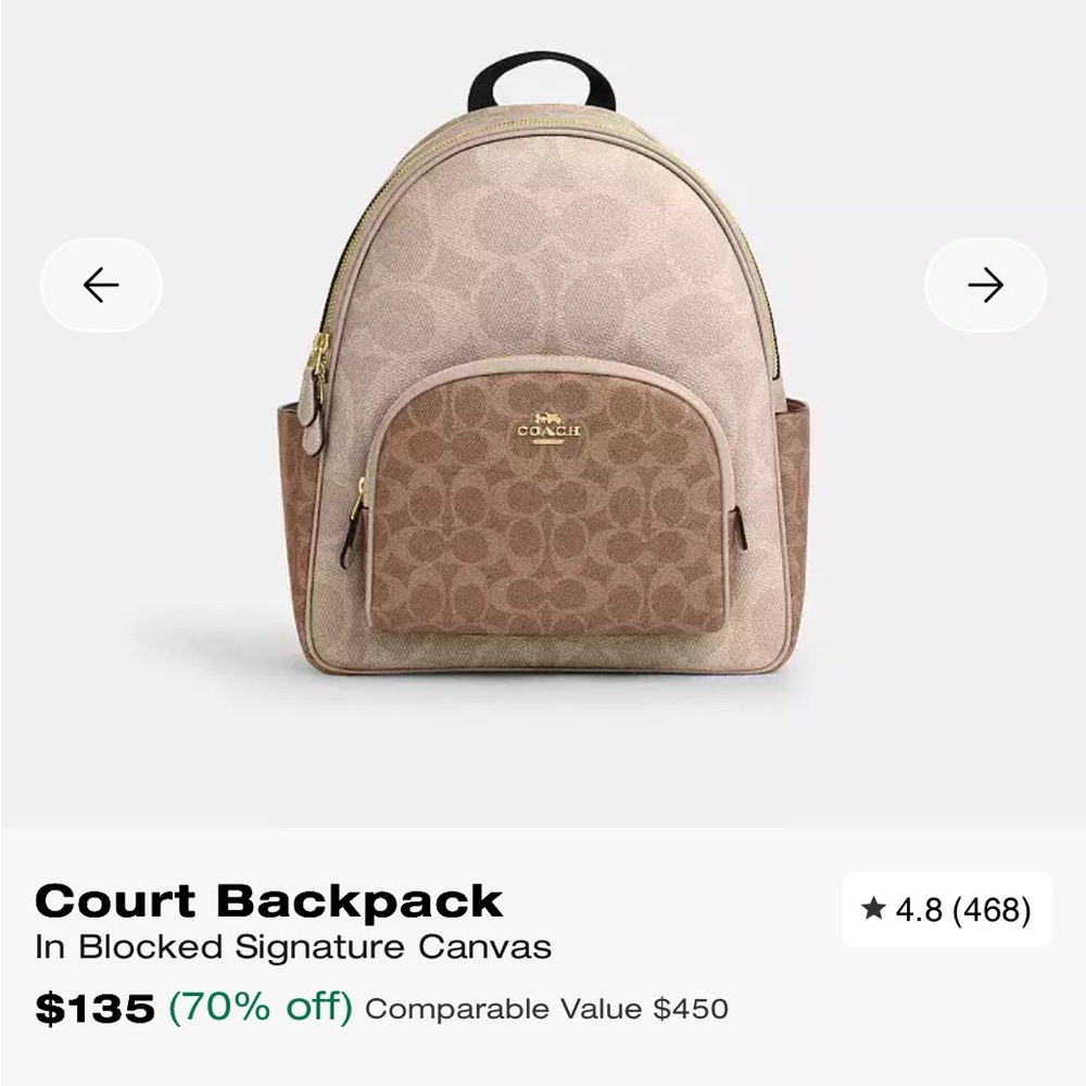 Coach Beige and Brown Signature Backpack